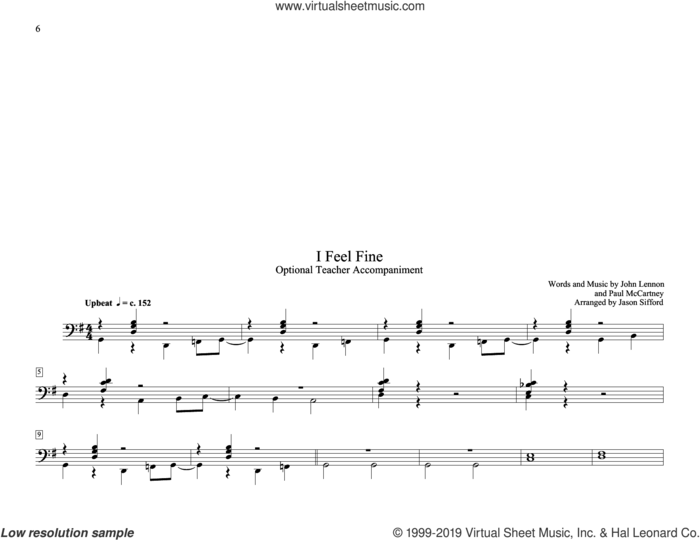 I Feel Fine (arr. Jason Sifford) sheet music for piano solo (elementary) by The Beatles, Jason Sifford, John Lennon and Paul McCartney, beginner piano (elementary)