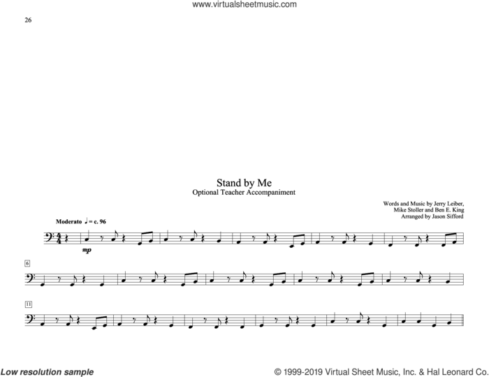 Stand By Me (arr. Jason Sifford) sheet music for piano solo (elementary) by Ben E. King, Jason Sifford, Mickey Gilley, Jerry Leiber and Mike Stoller, beginner piano (elementary)