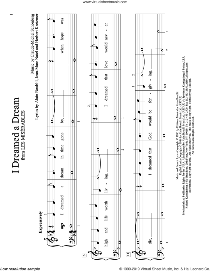 I Dreamed A Dream (from Les Miserables) (arr. Christopher Hussey) sheet music for piano solo (elementary) by Alain Boublil, Christopher Hussey, Glee Cast feat. Idina Menzel, Susan Boyle, Claude-Michel Schonberg, Claude-Michel Schonberg, Herbert Kretzmer and Jean-Marc Natel, beginner piano (elementary)