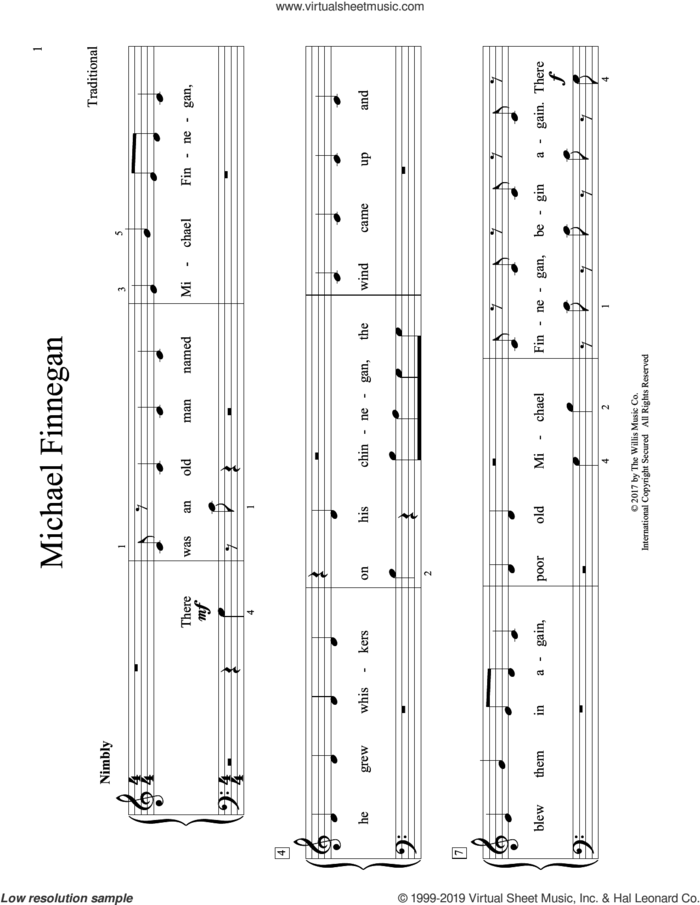 Michael Finnegan (arr. Christopher Hussey) sheet music for piano solo (elementary)  and Christopher Hussey, beginner piano (elementary)