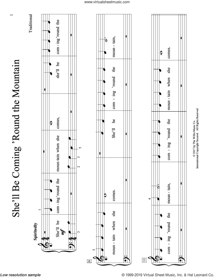 She'll Be Coming 'Round The Mountain (arr. Christopher Hussey) sheet music for piano solo (elementary)  and Christopher Hussey, beginner piano (elementary)