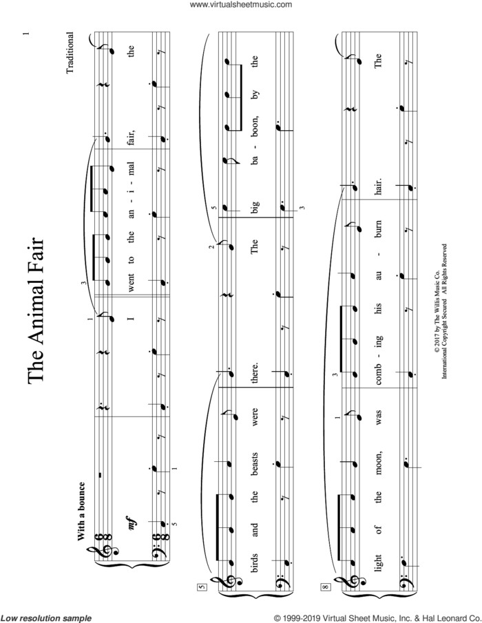 The Animal Fair (arr. Christopher Hussey) sheet music for piano solo (elementary)  and Christopher Hussey, beginner piano (elementary)