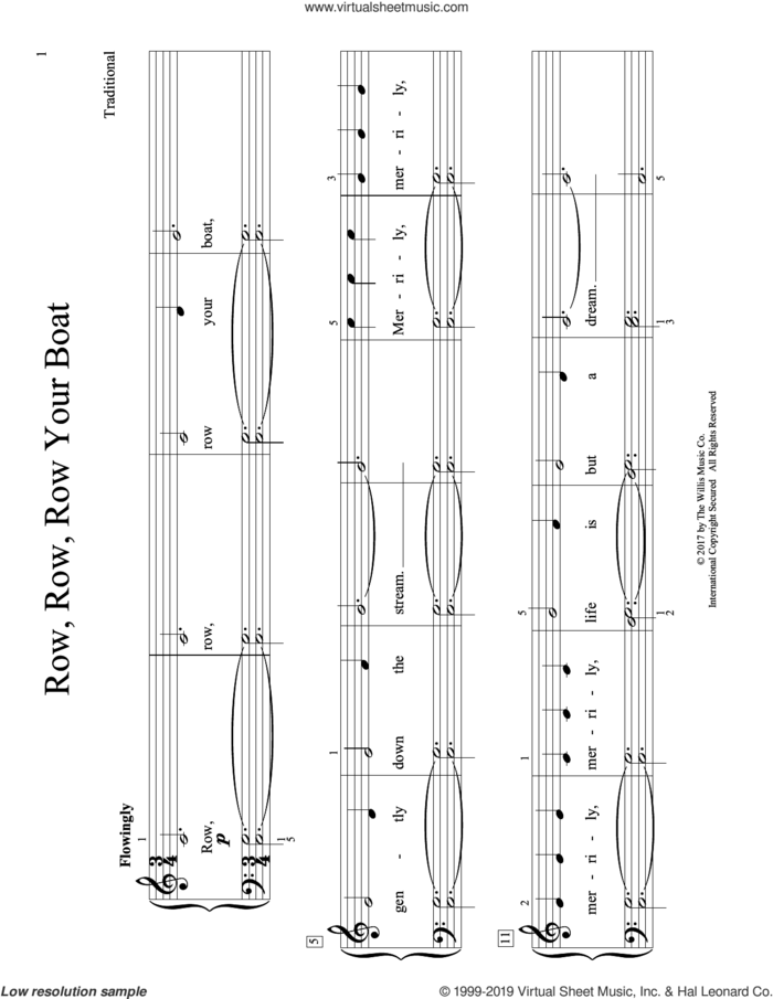 Row, Row, Row Your Boat (arr. Christopher Hussey) sheet music for piano solo (elementary)  and Christopher Hussey, beginner piano (elementary)