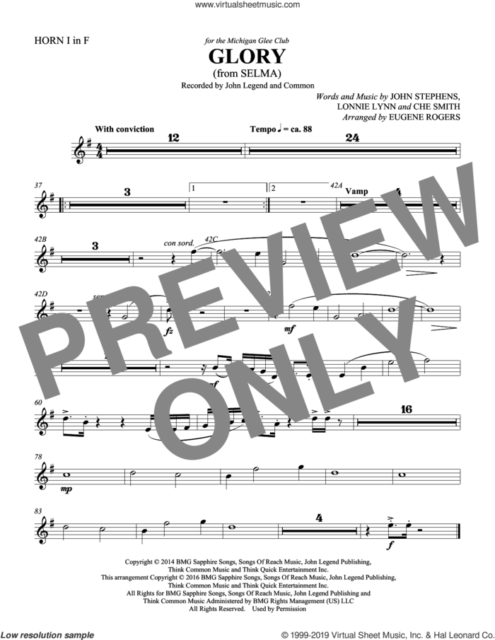 Glory (from Selma) (arr. Eugene Rogers) (COMPLETE) sheet music for orchestra/band by John Legend, Che Smith, Common, Common & John Legend, Eugene Rogers, John Stephens and Lonnie Lynn, intermediate skill level