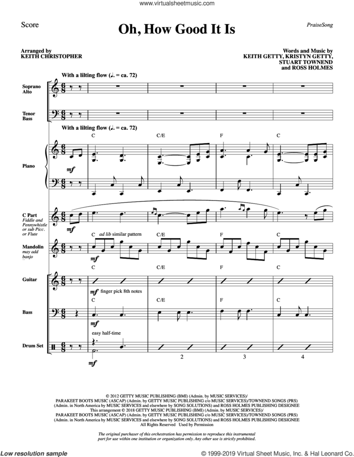 Oh, How Good It Is (arr. Keith Christopher) (COMPLETE) sheet music for orchestra/band by Stuart Townend, Keith Getty, Keith Getty, Kristyn Getty and Ross Holmes & Stuart Townend, Kristyn Getty and Ross Holmes, intermediate skill level