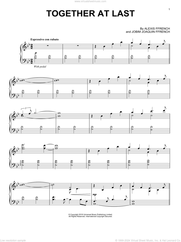 Together At Last sheet music for piano solo by Alexis Ffrench, Alexis Ffrench & Jobim Joaquin Ffrench and Jobim Joaquin Ffrench, classical score, intermediate skill level