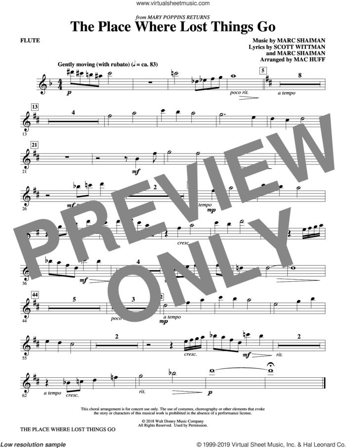 The Place Where Lost Things Go (from Mary Poppins Returns) (arr. Mac Huff) (complete set of parts) sheet music for orchestra/band by Mac Huff, Emily Blunt, Marc Shaiman and Scott Wittman, intermediate skill level
