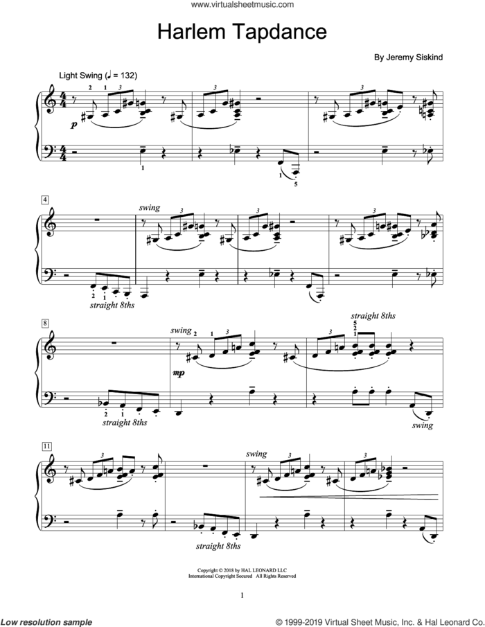 Harlem Tapdance sheet music for piano solo (elementary) by Jeremy Siskind, beginner piano (elementary)