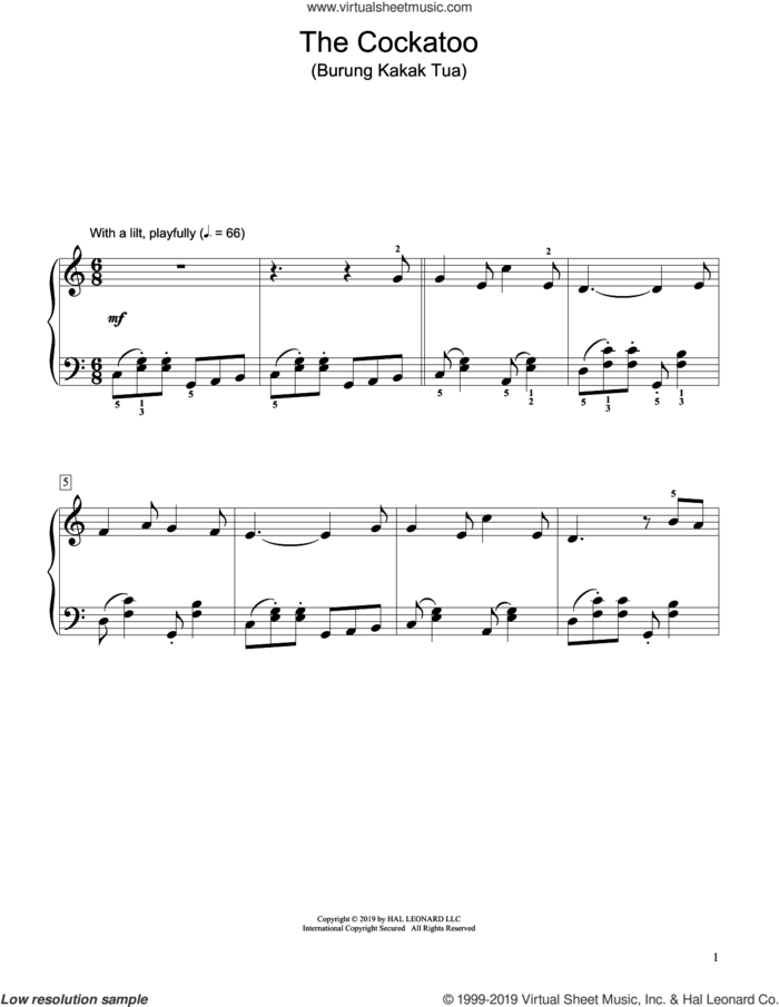 The Cockatoo (Burung Kakak Tua) (arr. Charmaine Siagian) sheet music for piano solo (elementary)  and Charmaine Siagian, beginner piano (elementary)