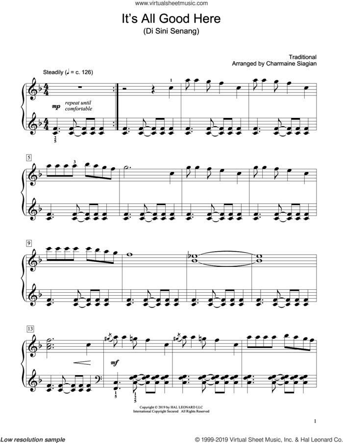 It's All Good Here (Di Sini Senang) (arr. Charmaine Siagian) sheet music for piano solo (elementary)  and Charmaine Siagian, beginner piano (elementary)