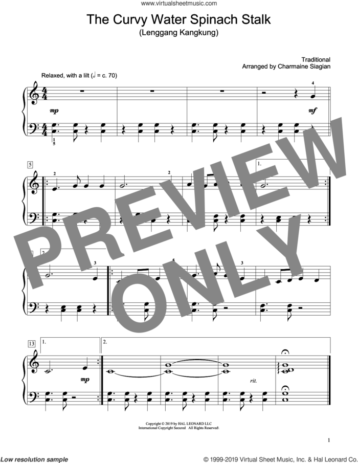 The Curvy Water Spinach Stalk (Lenggang Kangkung) (arr. Charmaine Siagian) sheet music for piano solo (elementary)  and Charmaine Siagian, beginner piano (elementary)