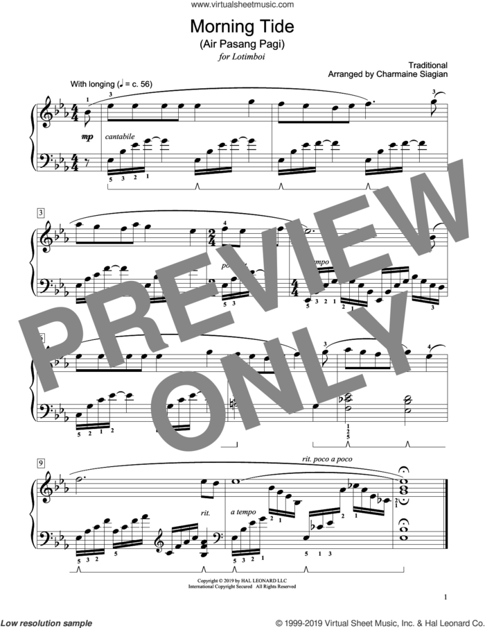 Morning Tide (Air Pasang Pagi) (arr. Charmaine Siagian) sheet music for piano solo (elementary)  and Charmaine Siagian, beginner piano (elementary)