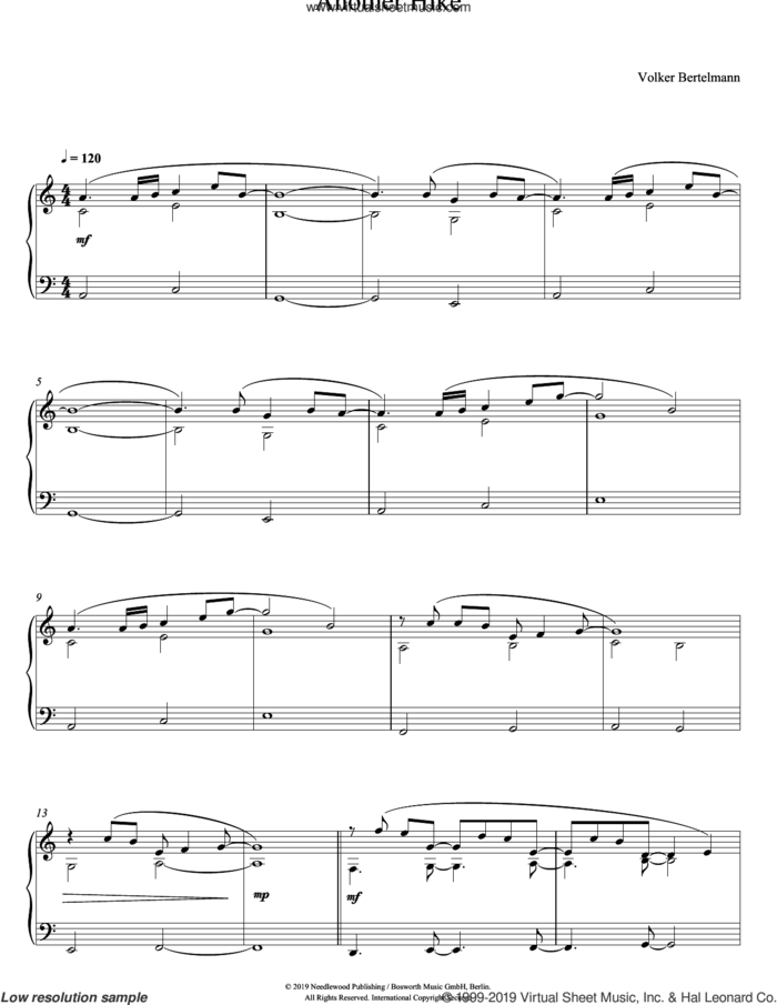 Another Hike sheet music for piano solo by Hauschka and Volker Bertelmann, classical score, intermediate skill level