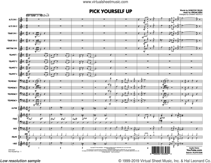 Pick Yourself Up (arr. Sammy Nestico) (COMPLETE) sheet music for jazz band by Jerome Kern, Dorothy Fields and Sammy Nestico, intermediate skill level