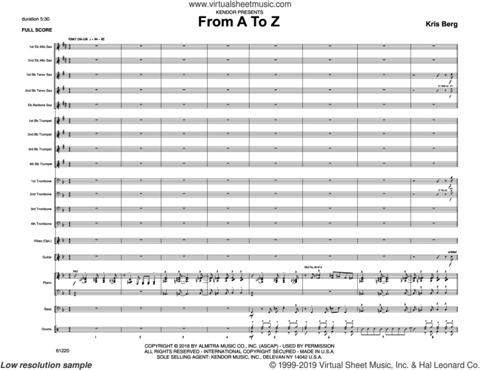 From A To Z (COMPLETE) sheet music for jazz band by Kris Berg, intermediate skill level