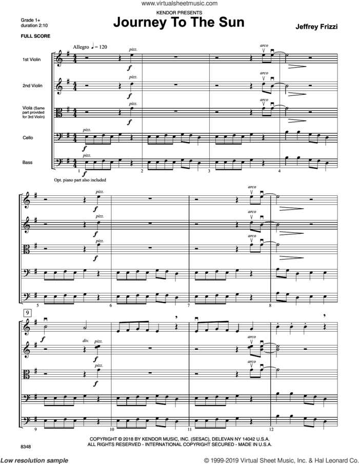 Journey To The Sun (COMPLETE) sheet music for orchestra by Jeff Frizzi, intermediate skill level