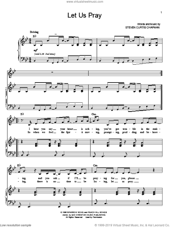 Let Us Pray sheet music for voice and piano by Steven Curtis Chapman, intermediate skill level