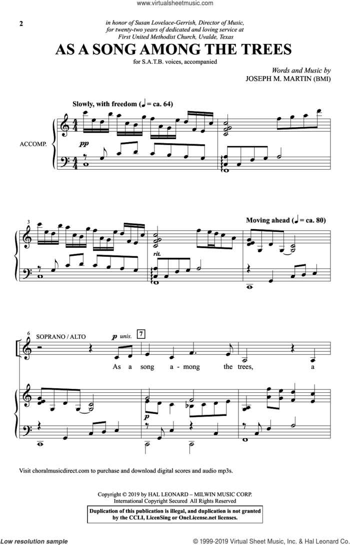 As A Song Among The Trees sheet music for choir (SATB: soprano, alto, tenor, bass) by Joseph M. Martin, intermediate skill level