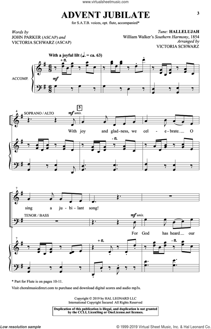 Advent Jubilate sheet music for choir by John Parker and Victoria Schwarz, intermediate skill level