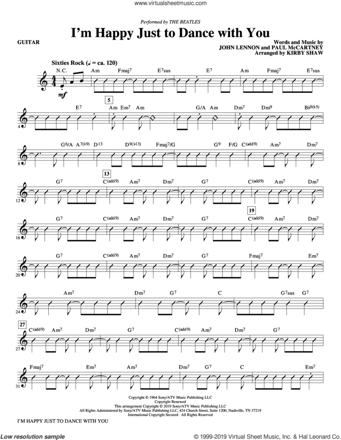 I'm Happy Just to Dance with You (complete set of parts) sheet music for orchestra/band by The Beatles, John Lennon, Kirby Shaw and Paul McCartney, intermediate skill level