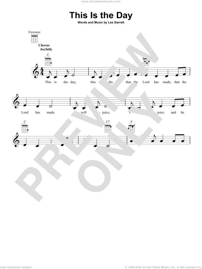 This Is The Day sheet music for ukulele by Les Garrett, intermediate skill level