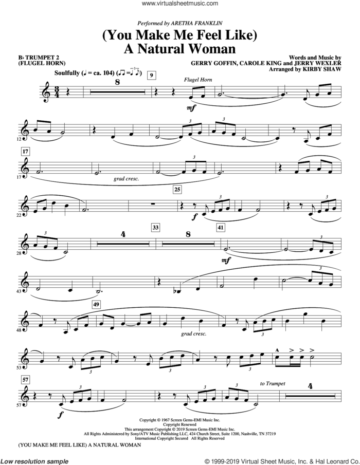 (You Make Me Feel Like) A Natural Woman (arr. Kirby Shaw) sheet music for orchestra/band (Bb trumpet 2) by Carole King, Aretha Franklin, Celine Dion, Mary J. Blige, Gerry Goffin and Jerry Wexler, intermediate skill level