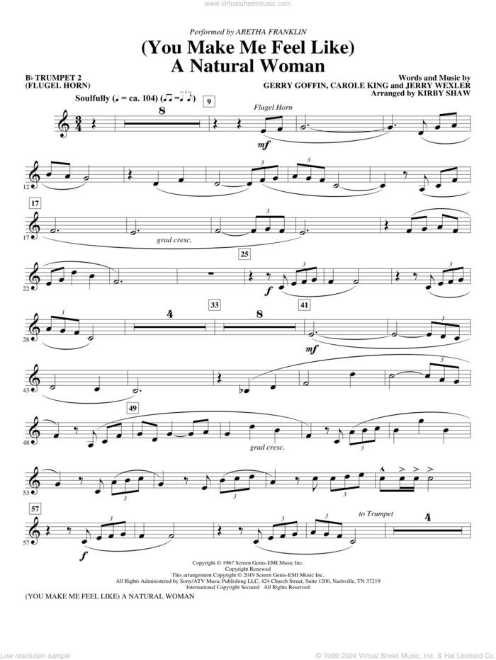 (You Make Me Feel Like) A Natural Woman (arr. Kirby Shaw) sheet music for orchestra/band (Bb trumpet 2) by Carole King, Aretha Franklin, Celine Dion, Mary J. Blige, Gerry Goffin and Jerry Wexler, intermediate skill level