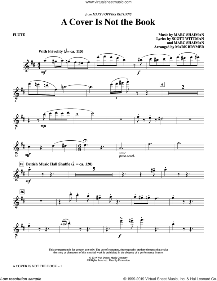 A Cover Is Not the Book (from Mary Poppins Returns) (arr. Mark Brymer) (complete set of parts) sheet music for orchestra/band by Mark Brymer, Emily Blunt, Emily Blunt, Lin-Manuel Miranda & Company, Lin-Manuel Miranda, Marc Shaiman and Scott Wittman, intermediate skill level