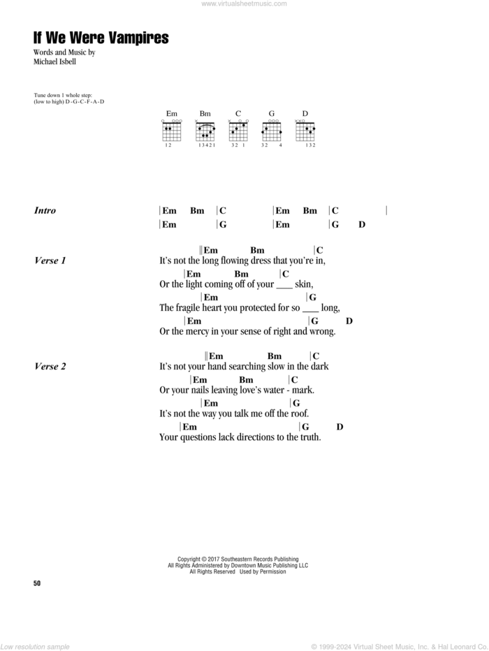 If We Were Vampires sheet music for guitar (chords) by Jason Isbell & The 400 Unit and Michael Isbell, intermediate skill level