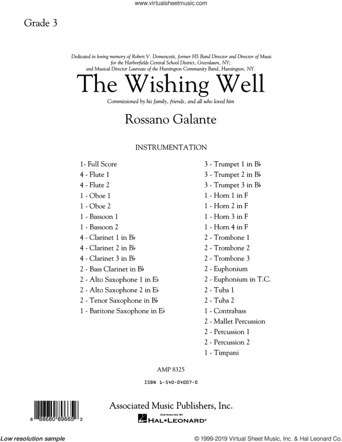 The Wishing Well (COMPLETE) sheet music for concert band by Rossano Galante, intermediate skill level