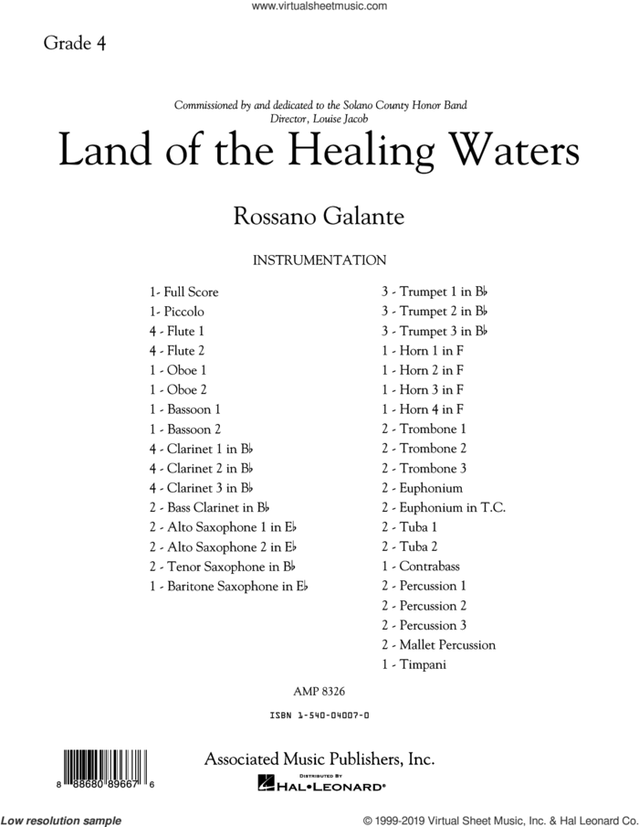 Land of the Healing Waters (COMPLETE) sheet music for concert band by Rossano Galante, intermediate skill level