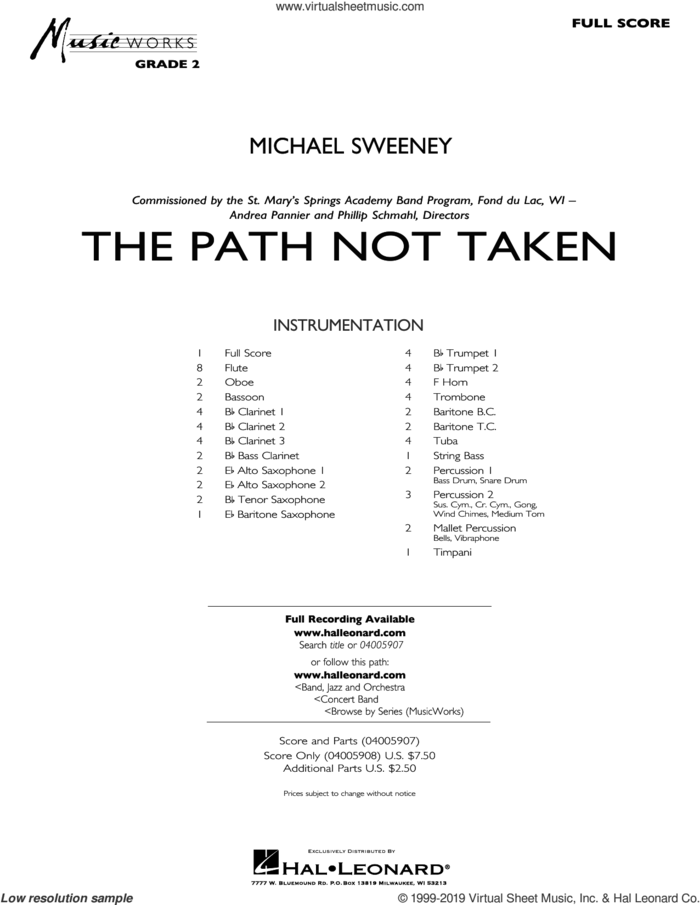 The Path Not Taken (COMPLETE) sheet music for concert band by Michael Sweeney, intermediate skill level