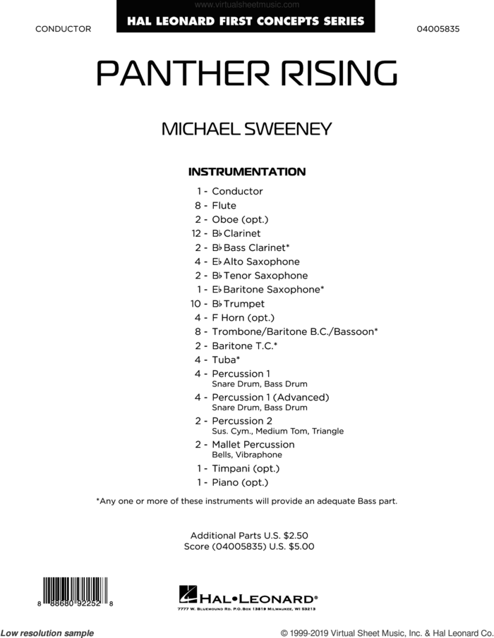 Panther Rising (COMPLETE) sheet music for concert band by Michael Sweeney, intermediate skill level