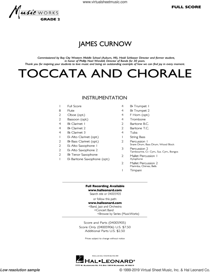 Toccata and Chorale (COMPLETE) sheet music for concert band by James Curnow, intermediate skill level