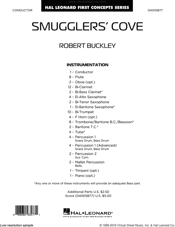 Smugglers' Cove (COMPLETE) sheet music for concert band by Robert Buckley, intermediate skill level
