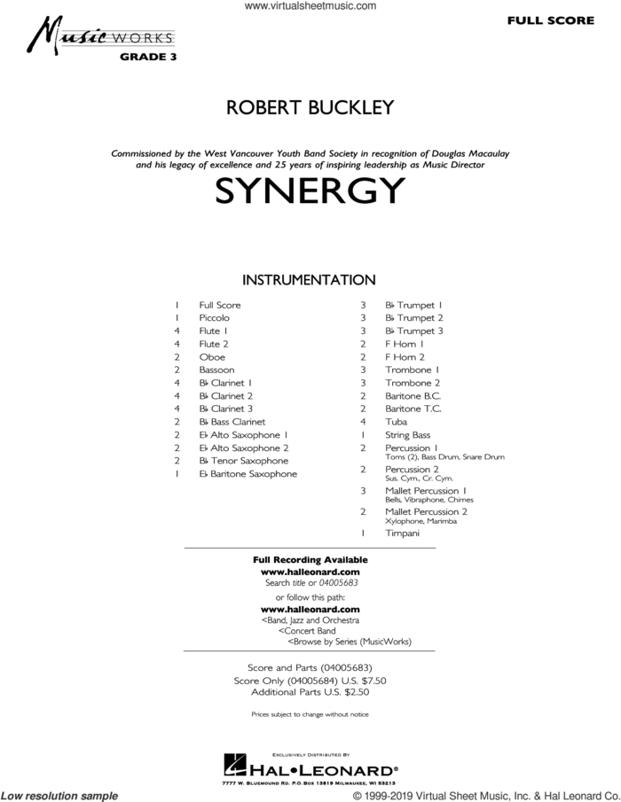 Synergy (COMPLETE) sheet music for concert band by Robert Buckley, intermediate skill level