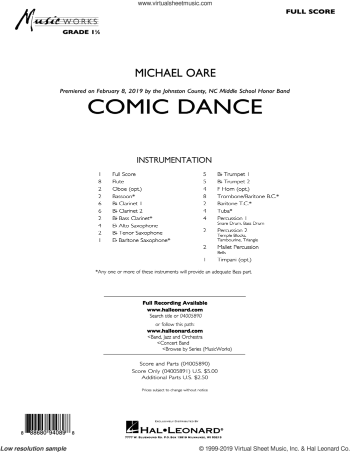 Comic Dance (COMPLETE) sheet music for concert band by Michael Oare, intermediate skill level
