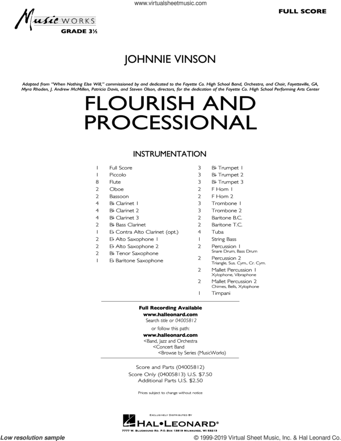 Flourish and Processional (COMPLETE) sheet music for concert band by Johnnie Vinson, intermediate skill level