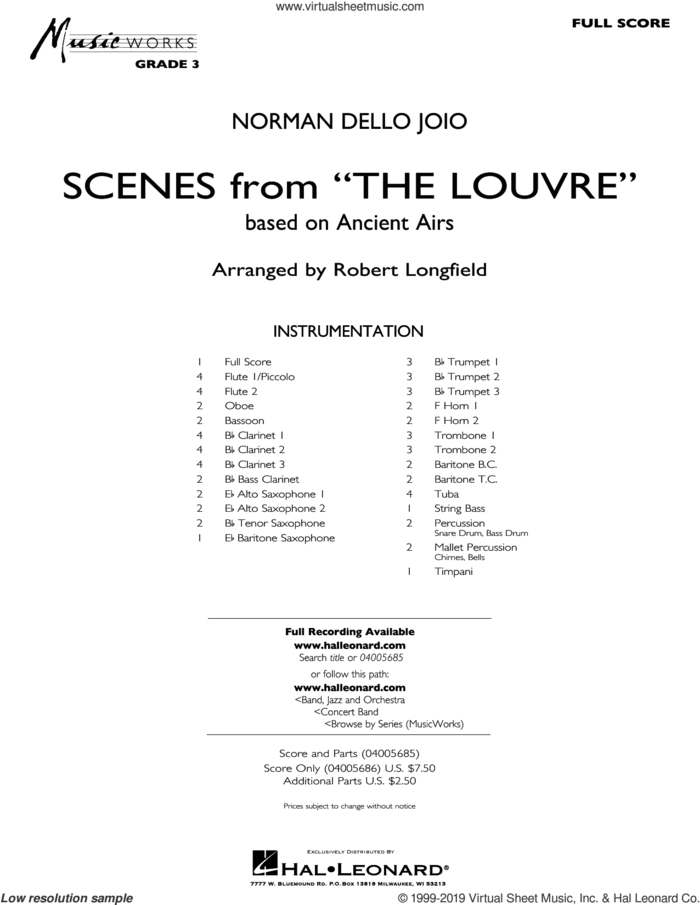 Scenes from the Louvre (arr. Robert Longfield) (COMPLETE) sheet music for concert band by Robert Longfield and Norman Dello Joio, intermediate skill level