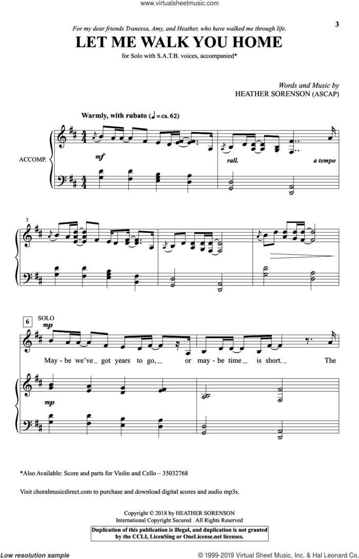 Let Me Walk You Home sheet music for choir (SATB: soprano, alto, tenor, bass) by Heather Sorenson, intermediate skill level