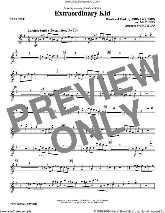 Extraordinary Kid (complete set of parts) sheet music for orchestra/band (Instrumental Accompaniment) by John Jacobson & Mac Huff, John Jacobson and Mac Huff, intermediate skill level