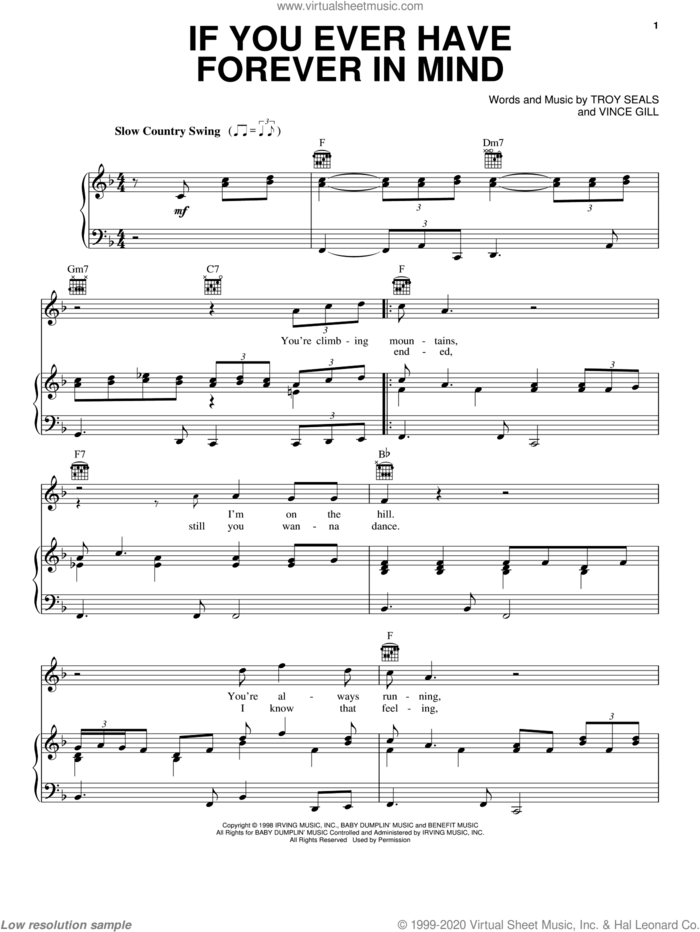 If You Ever Have Forever In Mind sheet music for voice, piano or guitar by Vince Gill and Troy Seals, intermediate skill level