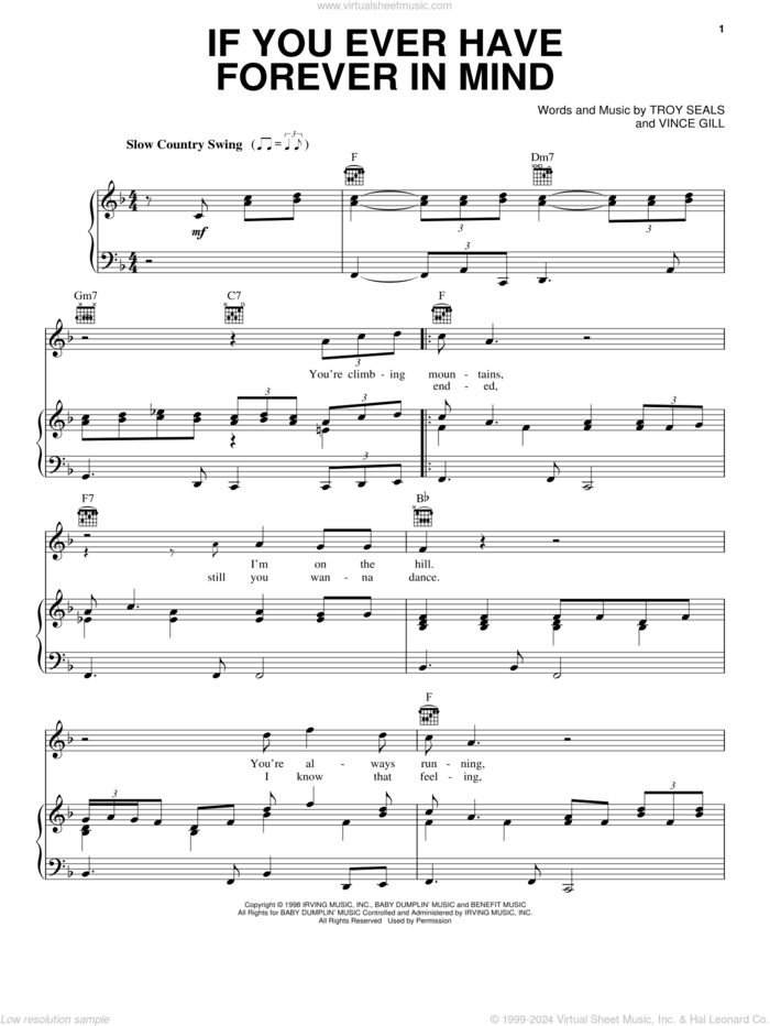 If You Ever Have Forever In Mind sheet music for voice, piano or guitar by Vince Gill and Troy Seals, intermediate skill level