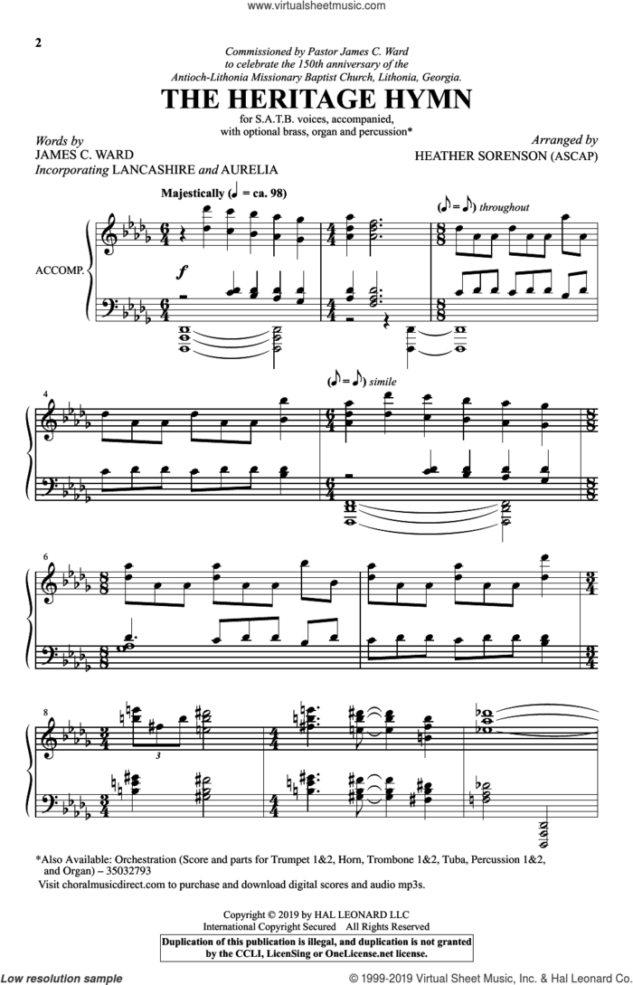The Heritage Hymn (arr. Heather Sorenson) sheet music for choir (SATB: soprano, alto, tenor, bass) by James C. Ward and Heather Sorenson, intermediate skill level