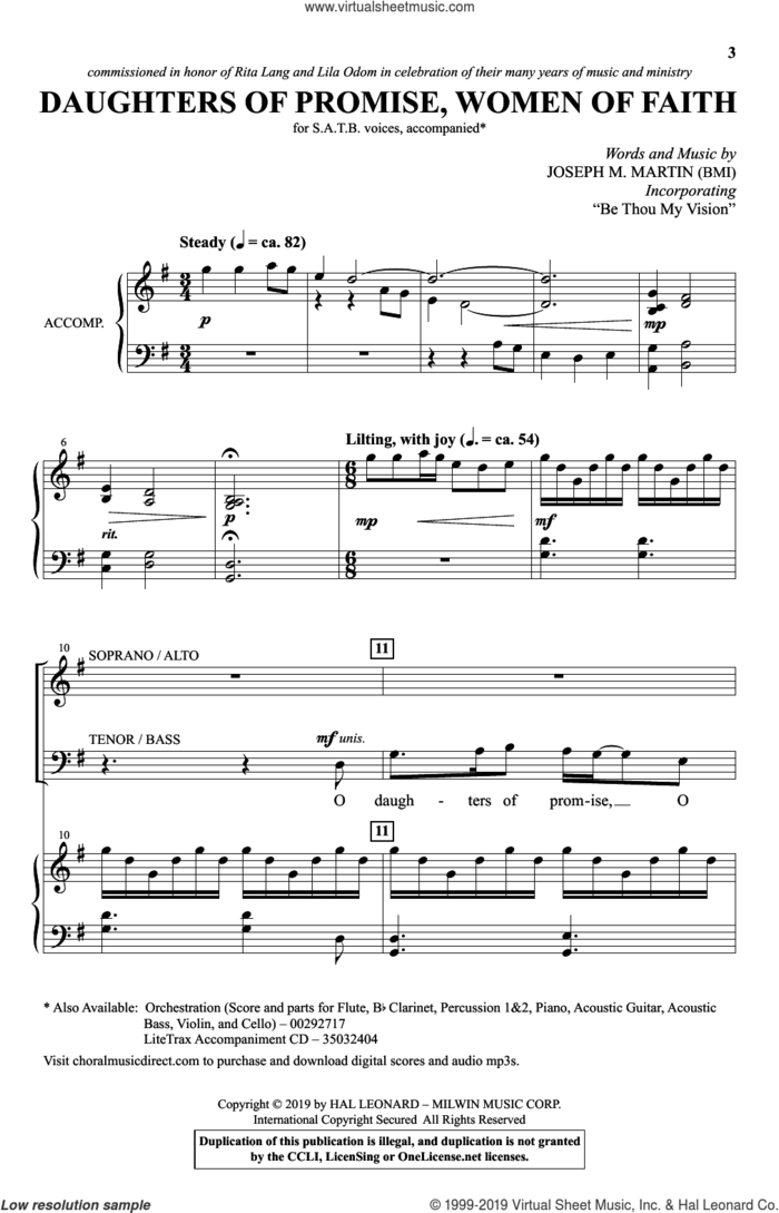 Daughters Of Promise, Women Of Faith sheet music for choir (SATB: soprano, alto, tenor, bass) by Joseph M. Martin, intermediate skill level