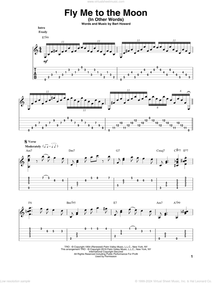 Fly Me To The Moon (In Other Words) (arr. Bill LaFleur) sheet music for guitar solo by Bart Howard, Tony Bennett and Bill LaFleur, wedding score, intermediate skill level