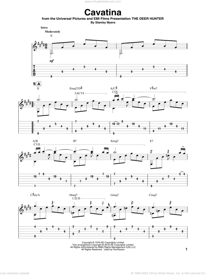 Cavatina (from The Deer Hunter) (arr. Bill LaFleur) sheet music for guitar solo by Stanley Myers and Bill LaFleur, classical score, intermediate skill level