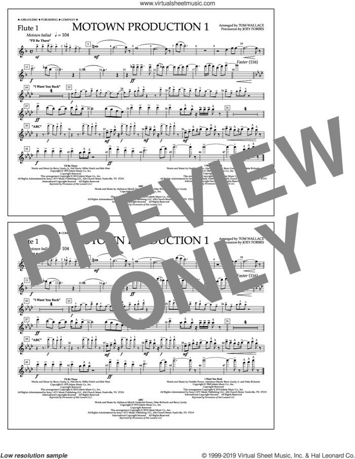 Motown Production 1(arr. Tom Wallace) sheet music for marching band (flute 1) by Jackson 5, Tom Wallace and Michael Jackson, intermediate skill level