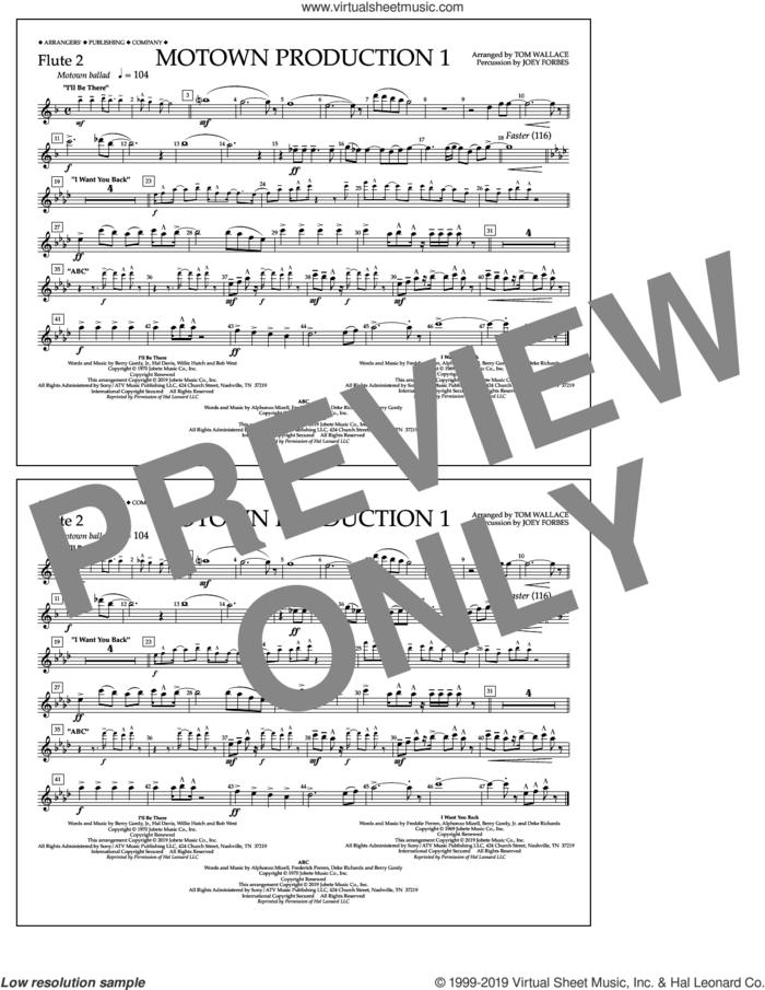 Motown Production 1(arr. Tom Wallace) sheet music for marching band (flute 2) by Jackson 5, Tom Wallace and Michael Jackson, intermediate skill level