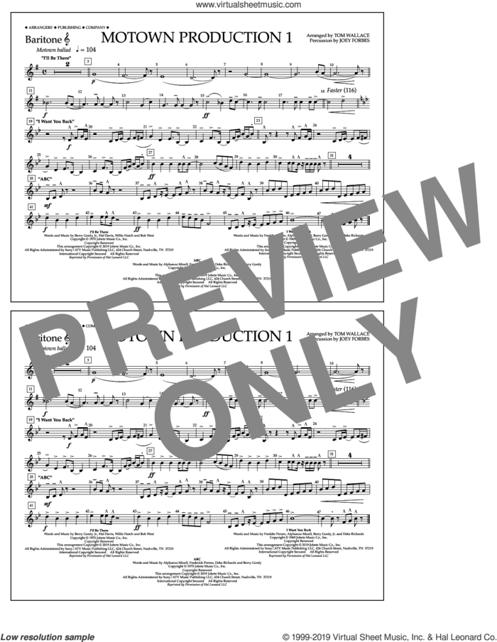 Motown Production 1(arr. Tom Wallace) sheet music for marching band (baritone t.c.) by Jackson 5, Tom Wallace and Michael Jackson, intermediate skill level